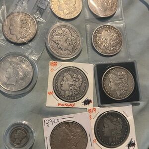 11 Vintage Morgan Silver Dollar Lot - Classic Silver Tones